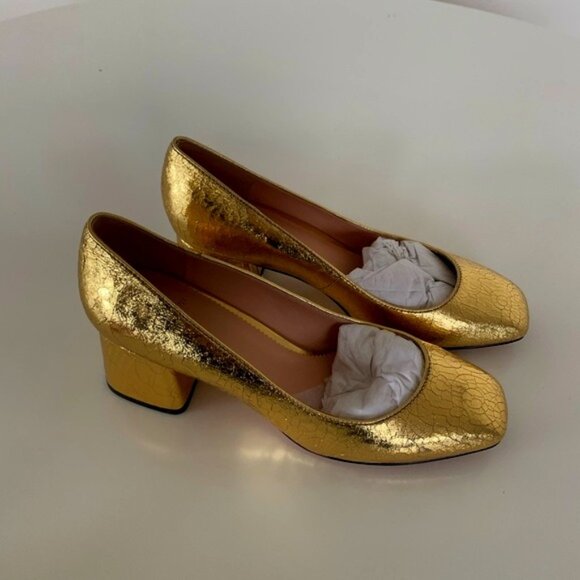 J. Crew Celia Pump- cracked gold size 8--worn once - Picture 1 of 3